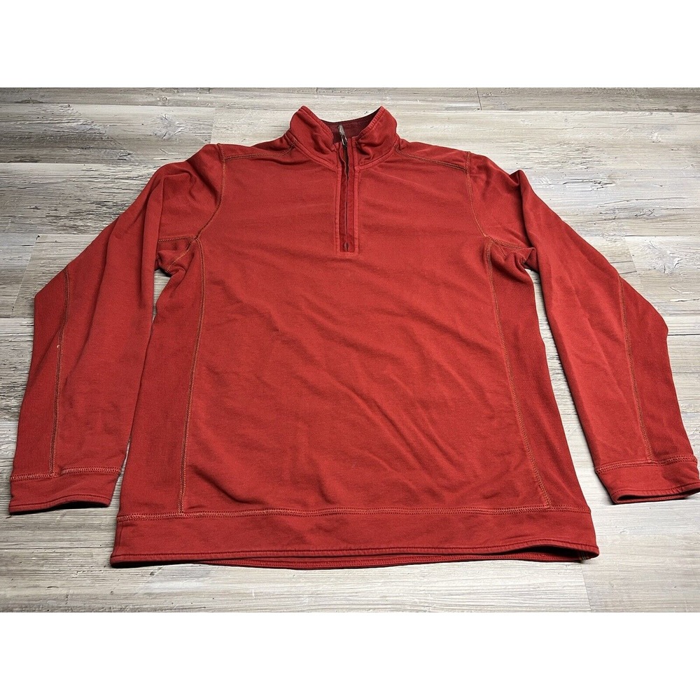 Tommy Bahama Jeans 1/4 Zip Pullover Knit Sweatshirt Rust Red Men's M‎